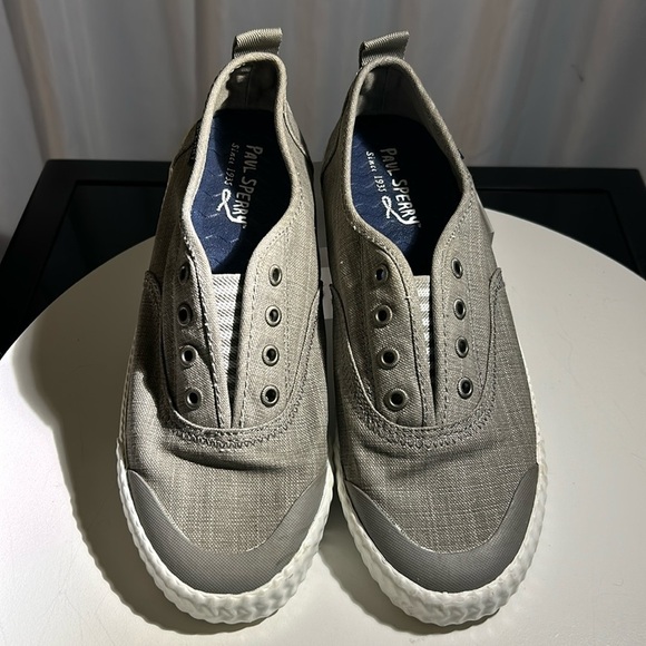 Sperry Topsider Women's Slip-on, Gray, Laceless Canvas Sneakers Size 7.5 - Picture 1 of 7
